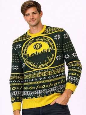 Lord of the Rings BoxLunch Knit Festive Green / Yellow Sweater - Size XS